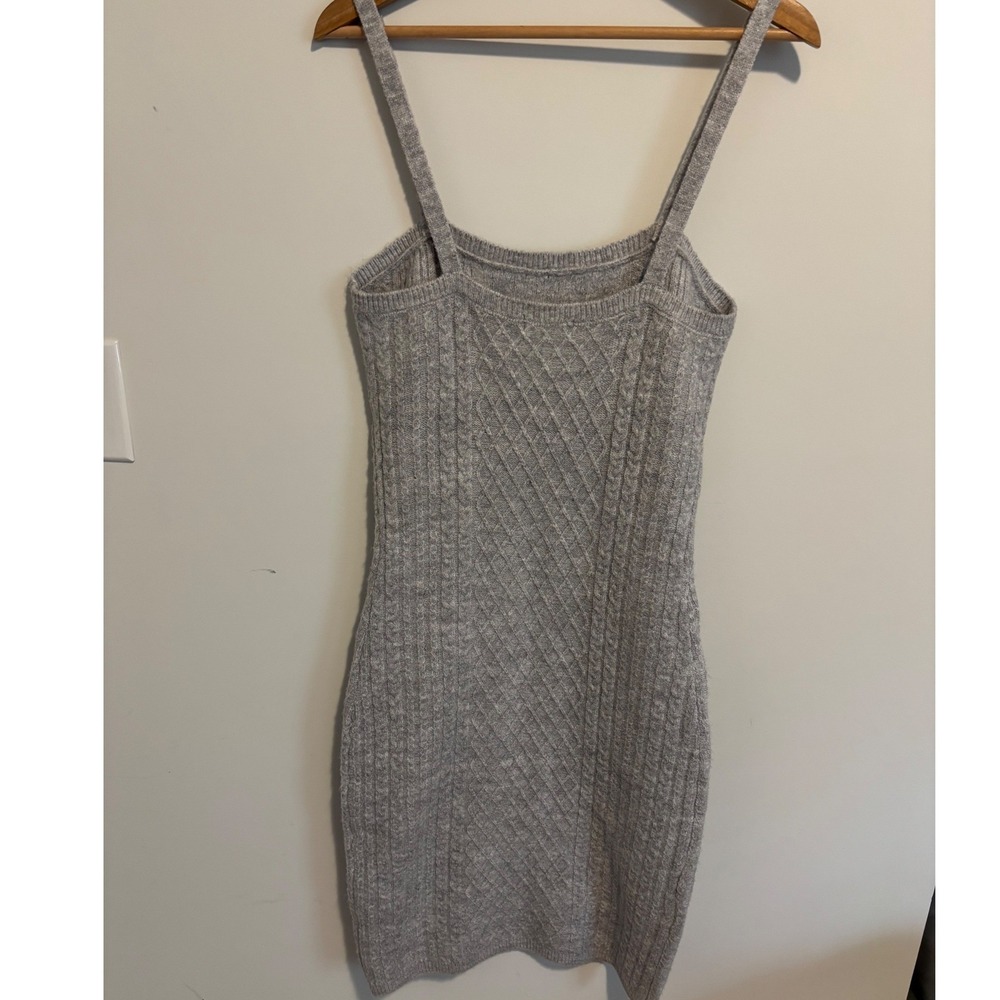 House of Harlow 1960 Heather Gray Cable Knit Midi Sweater Dress Womens Medium